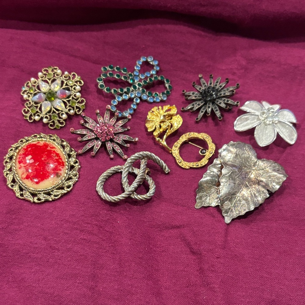 Elegant Assorted Brooch Set. 10 Brooch’s